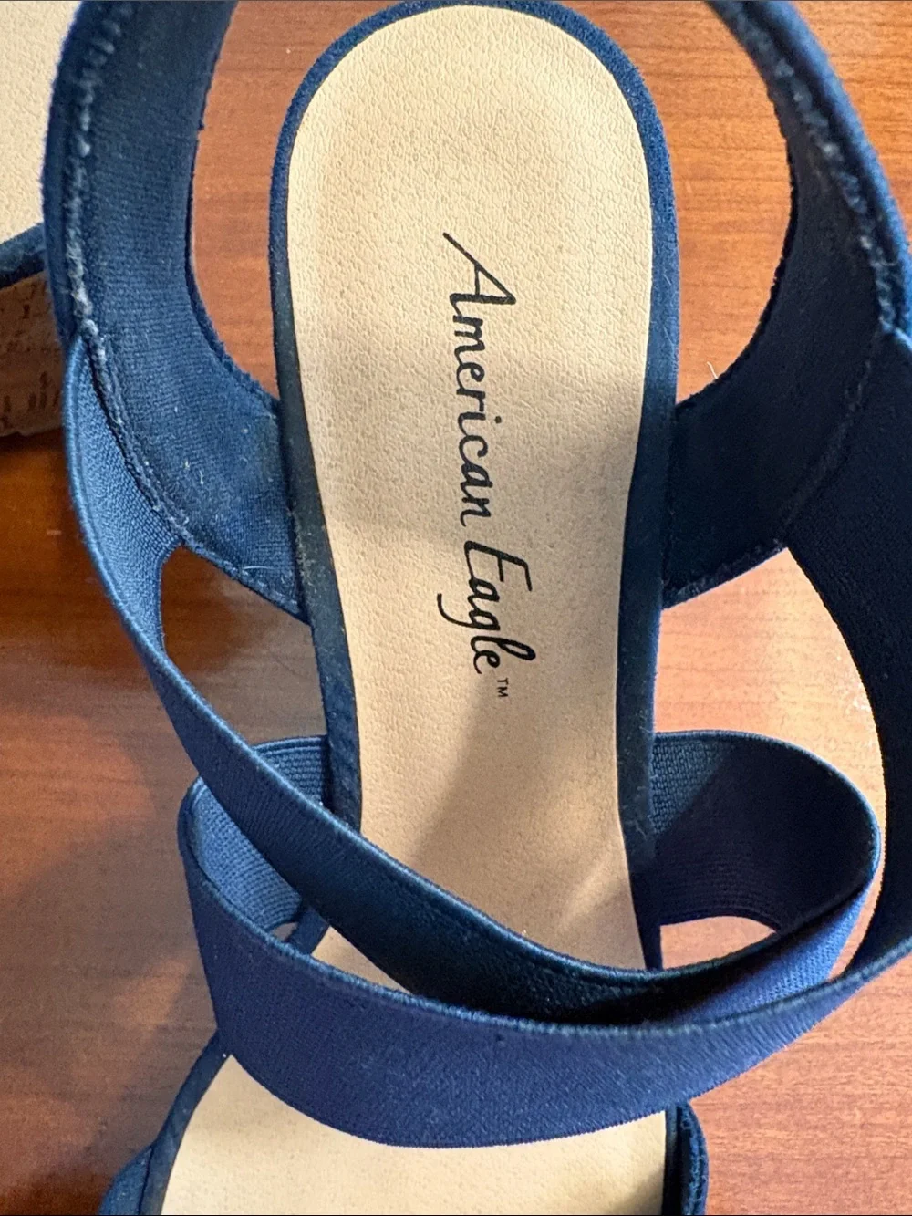 American Eagle Outfitters Navy Crisscross Wedge Sandals 9